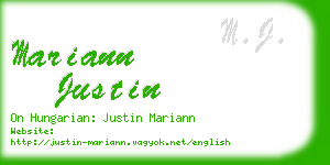 mariann justin business card